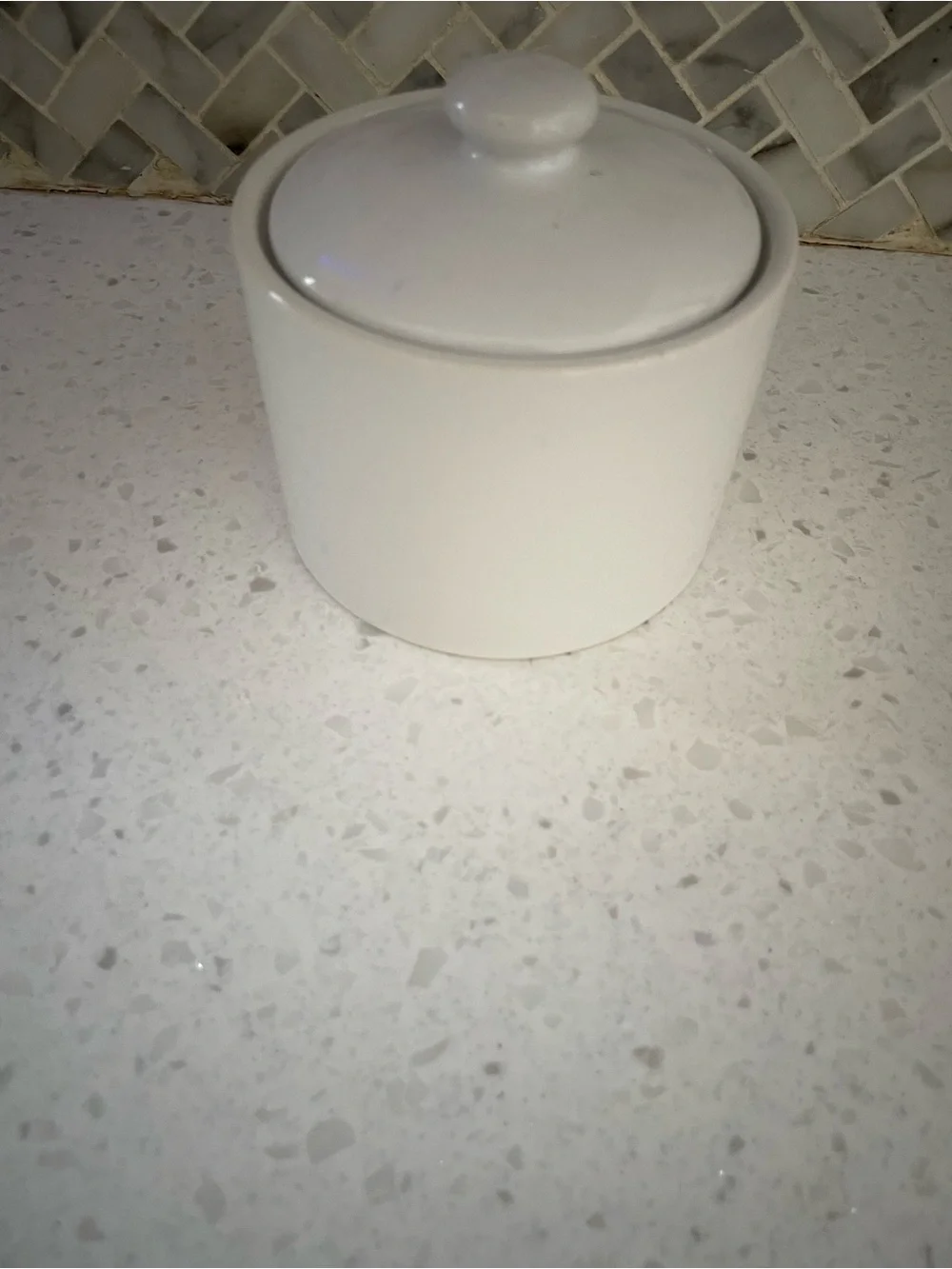 White Target Threshold Tea Canister Container with Lid Farmhouse 4in
